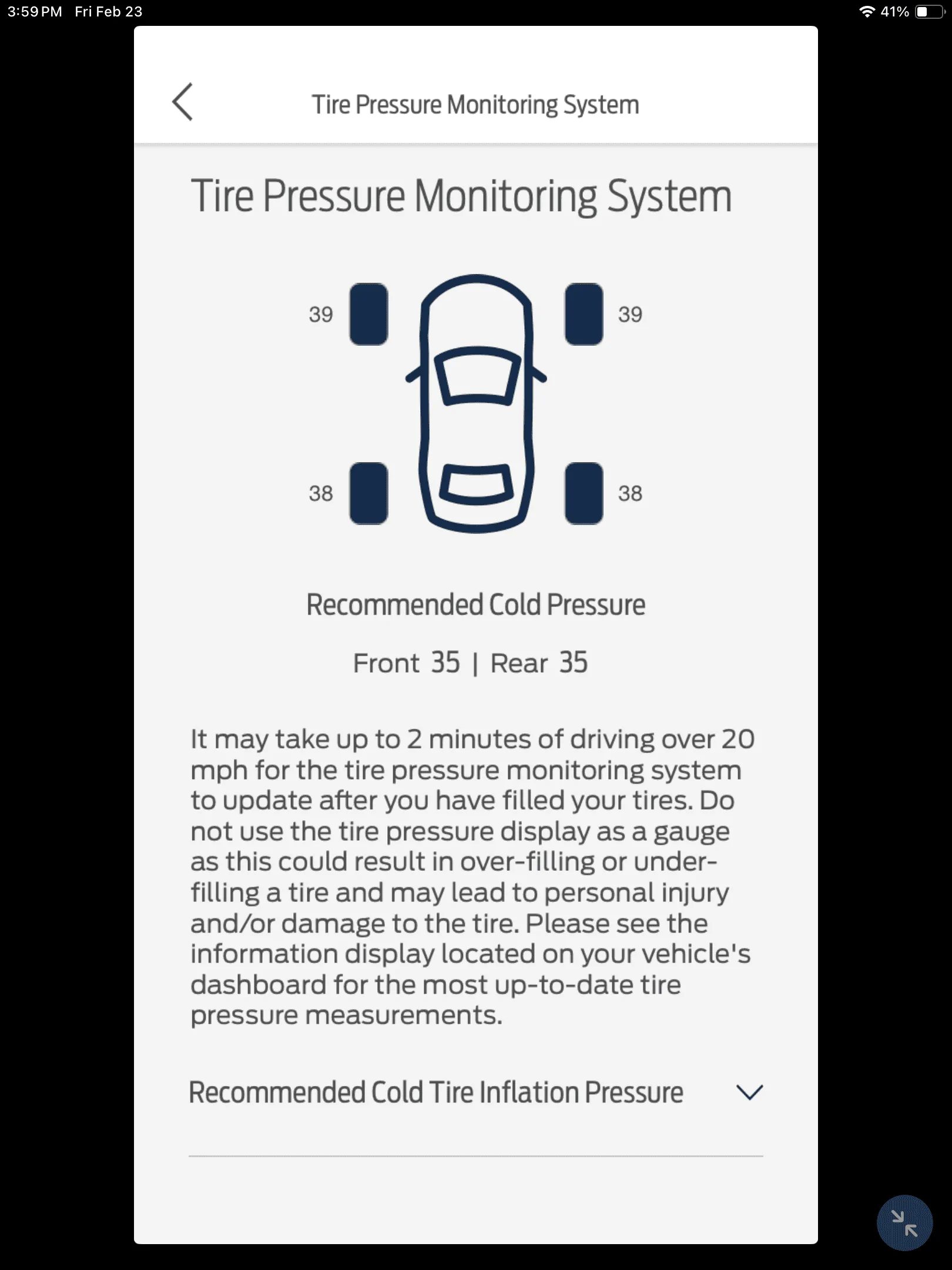 Ford Maverick Tire Pressure Difference Sticker/Tires IMG_1031
