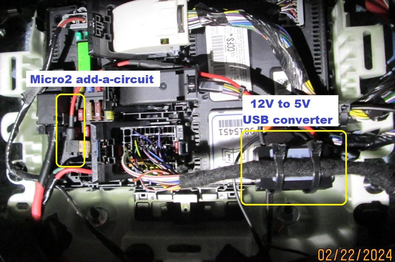Ford Maverick Dashcam OBD2 connection wiring USB Converter w notes