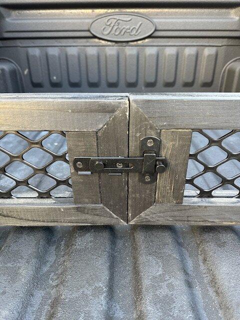 Ford Maverick DIY cheap lightweight bed divider Barn Door Latch.JPG