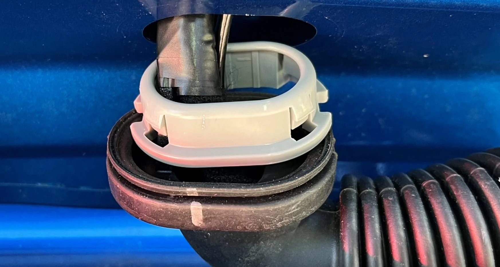Ford Maverick Door harness won't sit flush anymore EPDM Flexible Duct, Base - Seal & Base Removed