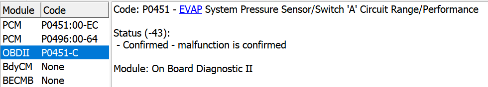 Ford Maverick Service Engine Soon Warning - Evaporate Emissions System (P0451 and P0496) 1709170417136