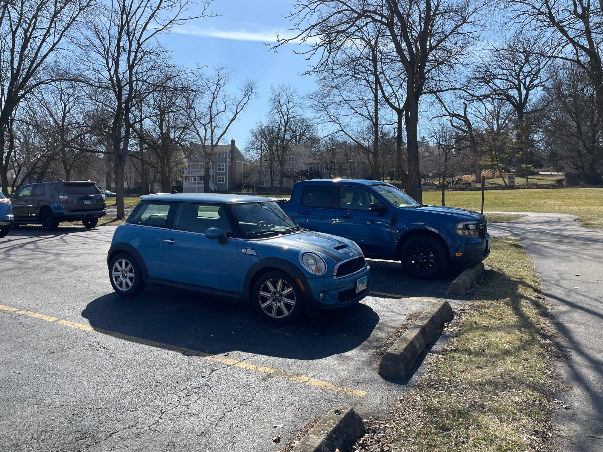 Ford Maverick NOT the smallest vehicle in the parking lot,,,,,, Mav & Mini