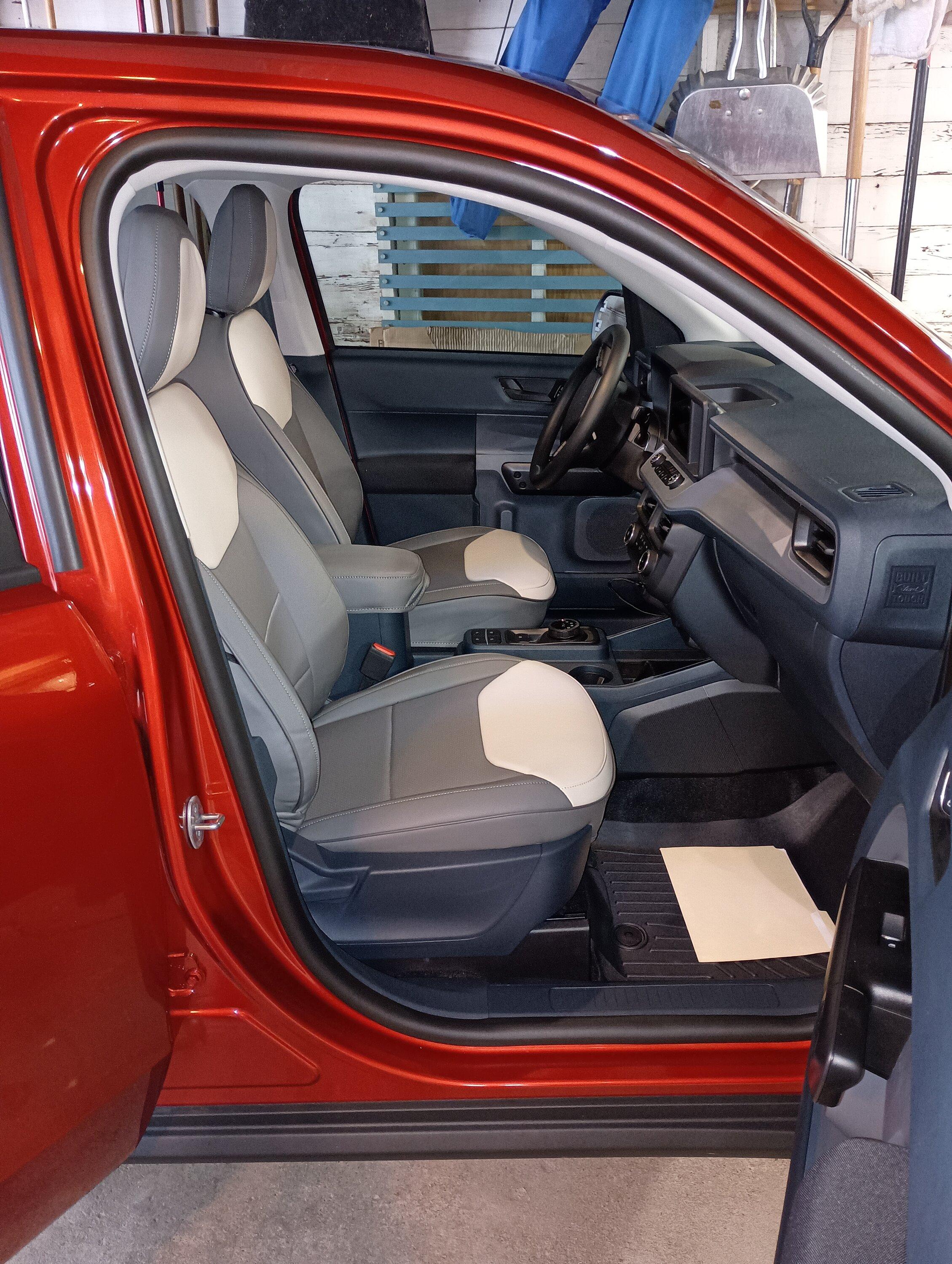 Ford Maverick Grey and White seat covers From Mabett are on Amazon Front Seat View 3