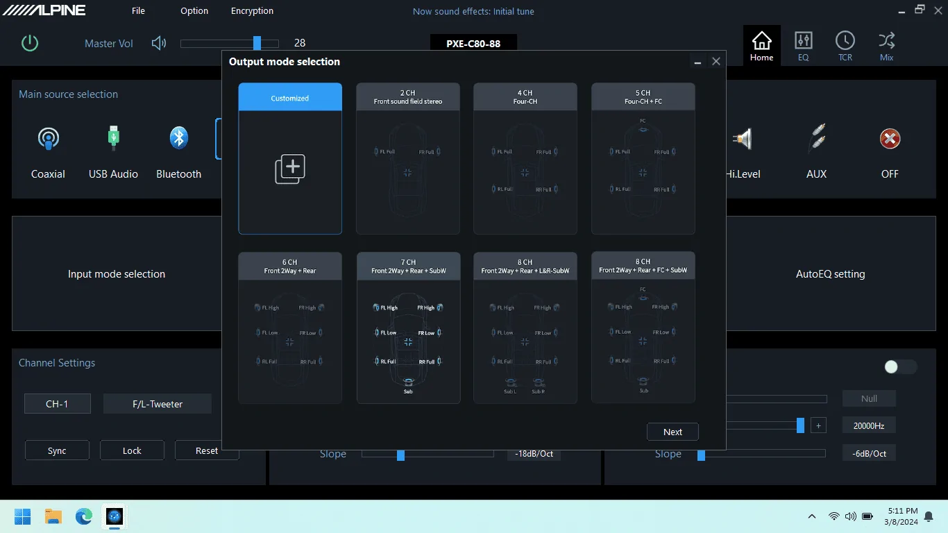Ford Maverick Alpine Optim8 DSP/Amp - Lane's Review, Thoughts, Results... output mode sel