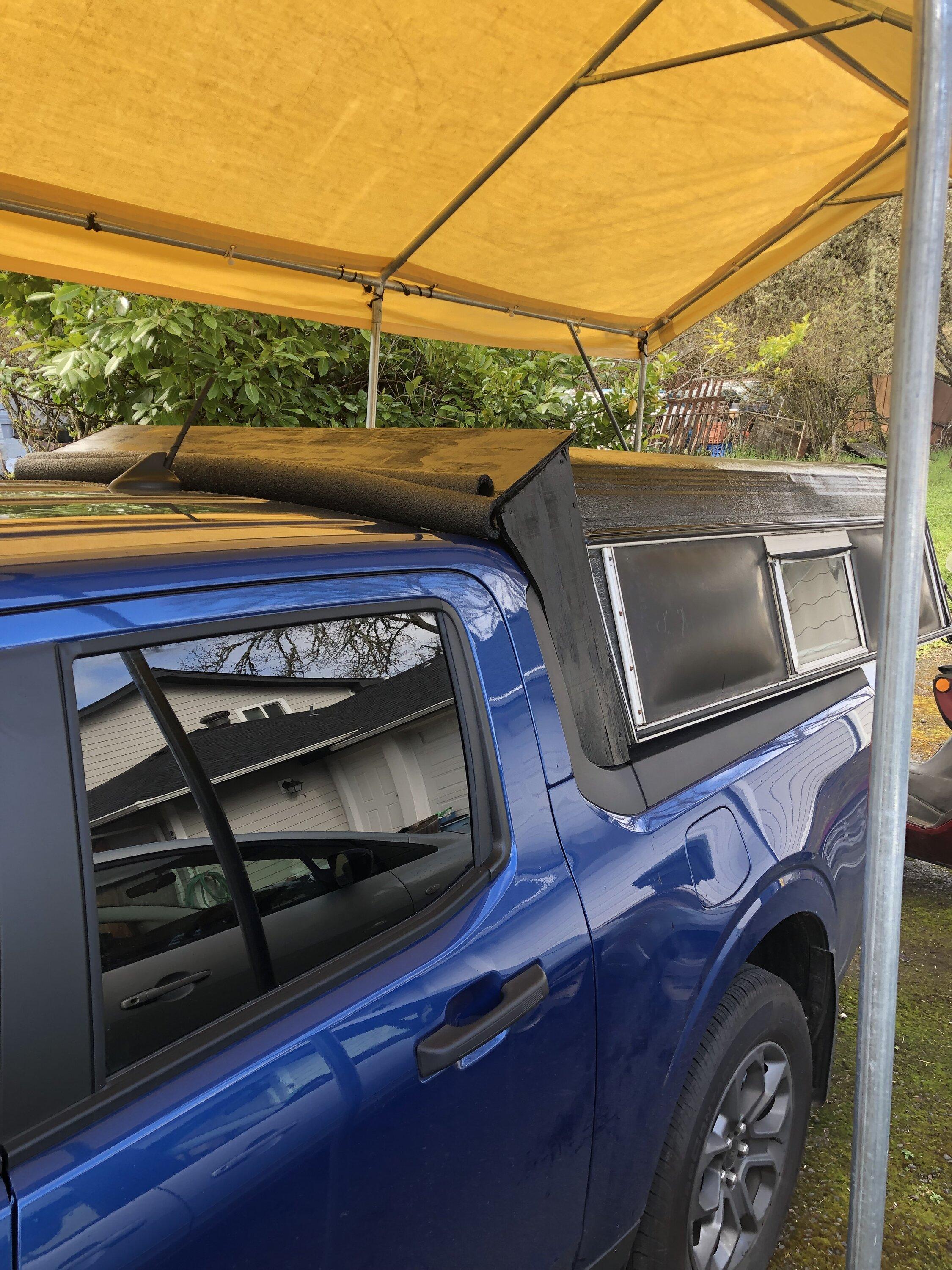 Ford Maverick 6’ camper shell onto 4.5’ bed IMG_0987
