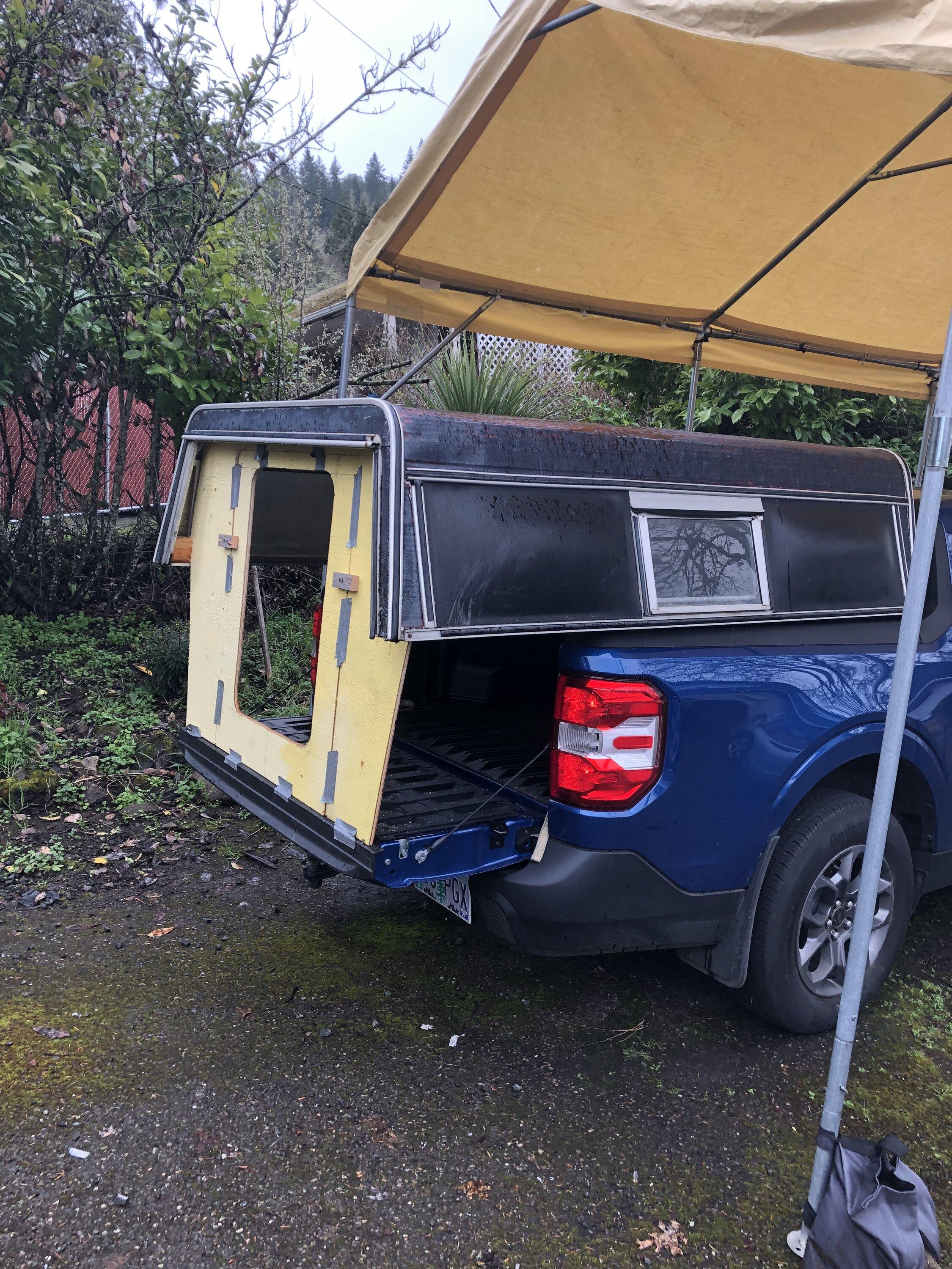 Ford Maverick 6’ camper shell onto 4.5’ bed IMG_0941