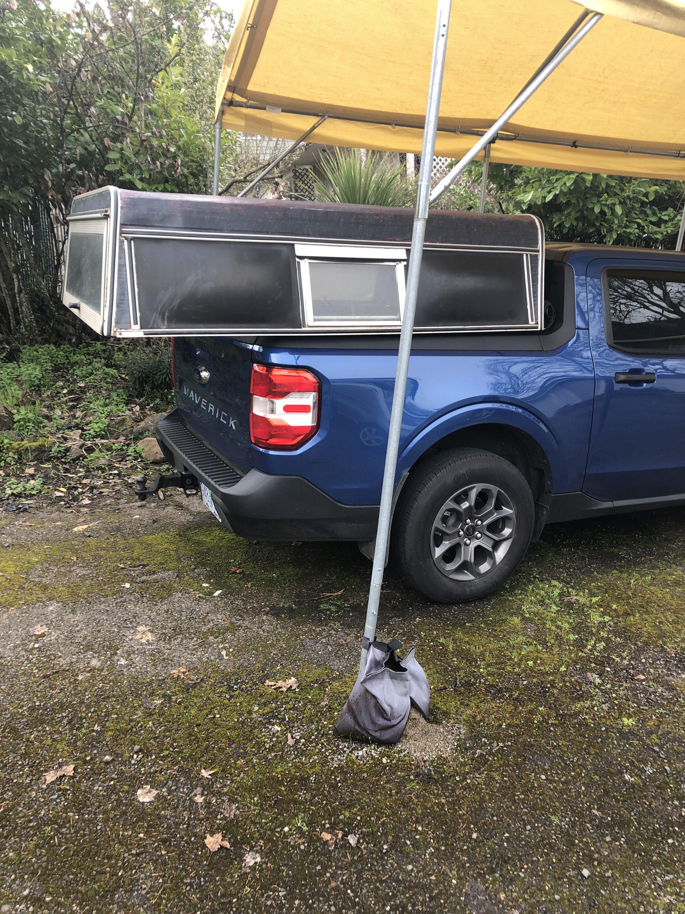 Ford Maverick 6’ camper shell onto 4.5’ bed IMG_0906