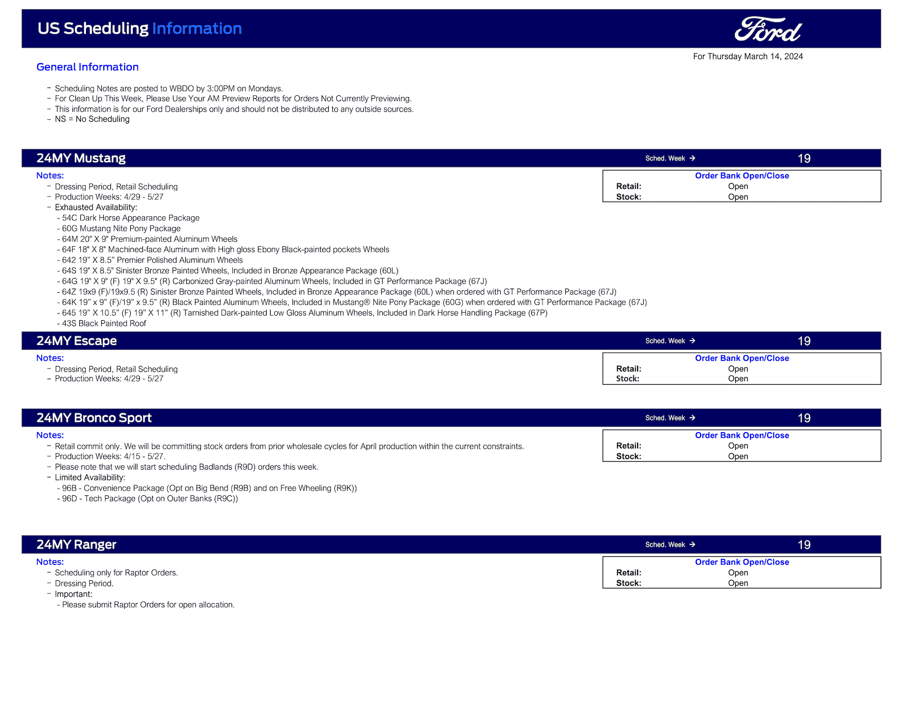 Ford Maverick 2024 Maverick Scheduling This Week (3/14/24) for Production Weeks 4/8 - 5/27 (See Notes) Ford Scheduling Notes - 3.11.24-1