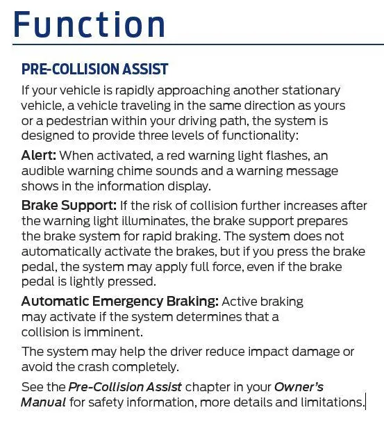 Ford Maverick Collision avoidance so I do not hit the car in front of me? t1