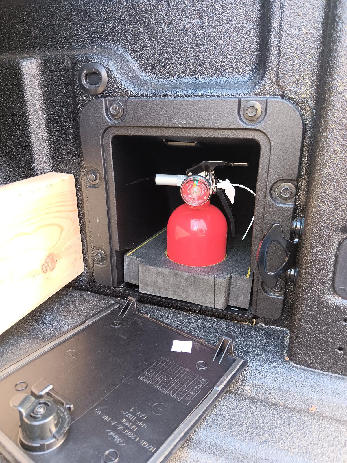 Ford Maverick Hiding the fire extinguisher in plain sight 20240317_150910