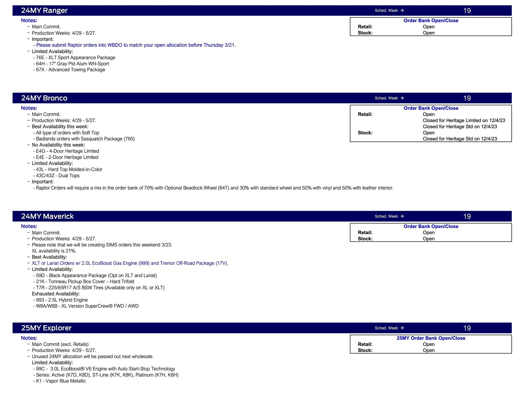 Ford Maverick 2024 Maverick Scheduling This Week (3/21/24) for Production Weeks 4/29 - 5/27 Ford Scheduling Notes - 3.18.24-2