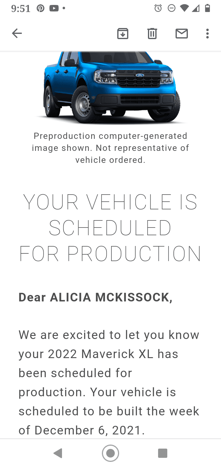 Ford Maverick 📣10/28 Scheduling Email Received Group [Emails coming in a day late!] Screenshot_20211015-215150