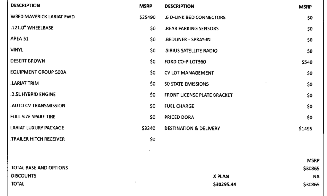 Ford Maverick Does this X Plan pricing looks right? chrome_KBH23Io67Q
