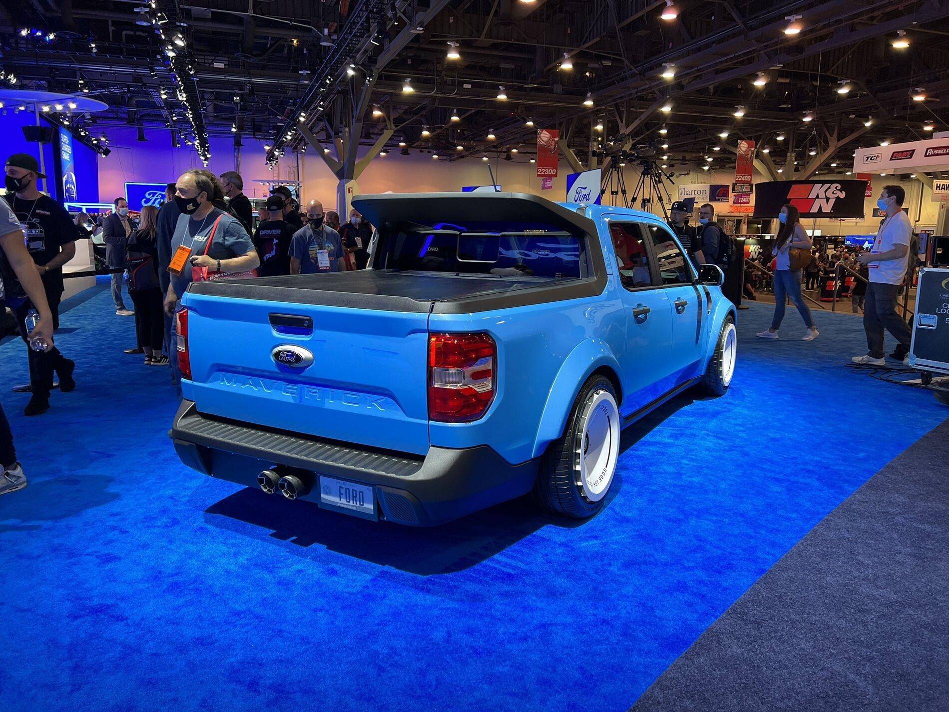Ford Maverick Live Pics: Tucci Maverick at SEMA 2021 Lowered 2022 Ford Maverick pickup by Tucci Hot Rods 3