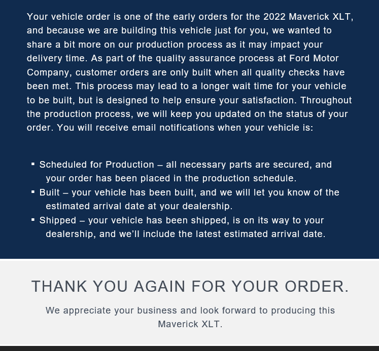 Ford Maverick Order Issue? ford emails