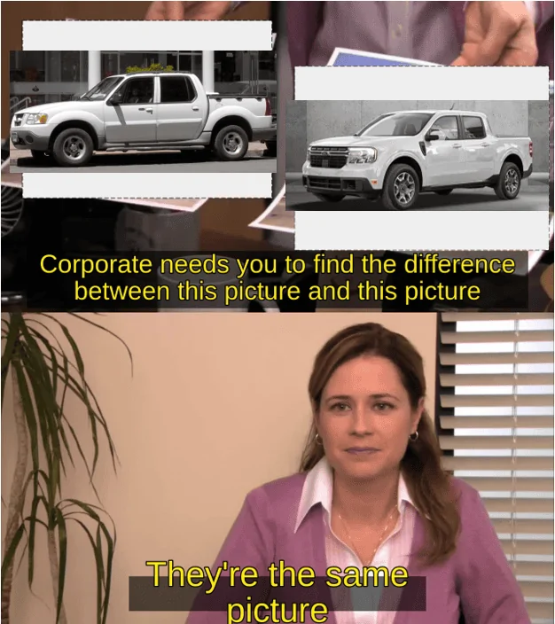 Ford Maverick Side by Side Size Comparison with Ford Explorer Sport Trac 1636139187515