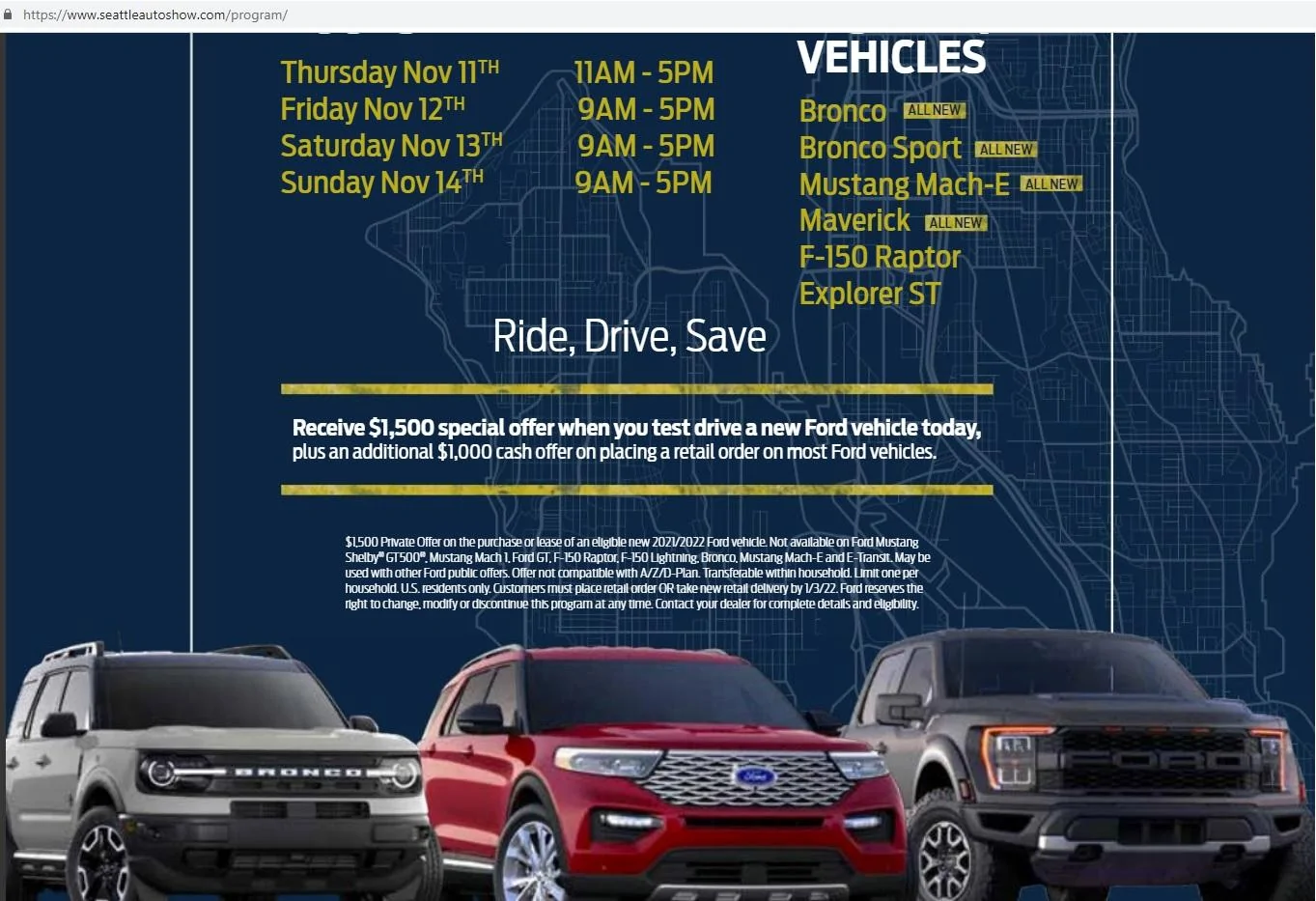 Ford Maverick Ford Ride & Drive Special Offer? Seattle Auto show Ford Offer