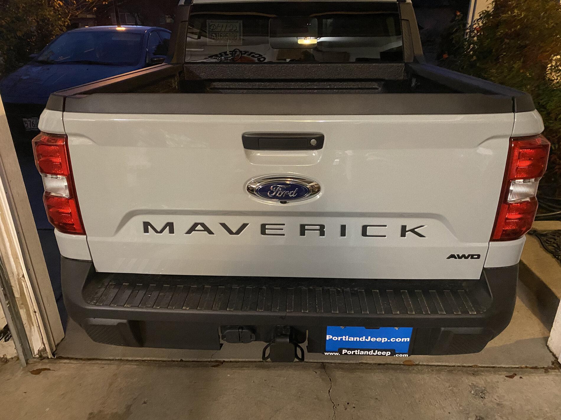 Ford Maverick Black tailgate lettering on Cactus Gray BB5D1490-EED2-4123-B82B-1A3C70529EFB