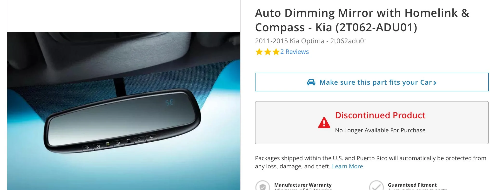 Ford Maverick Cheap auto-dimming, homelink mirror IMG_0991