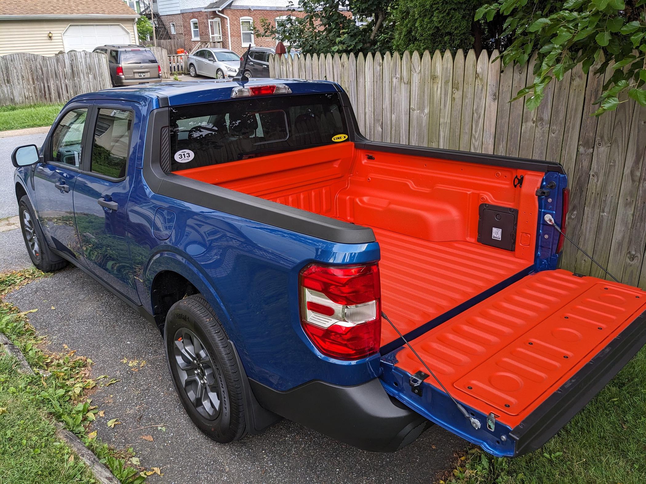 Ford Maverick Tailgate Lettering in Tremor Orange (on black Maverick) PXL_20230803_222014743