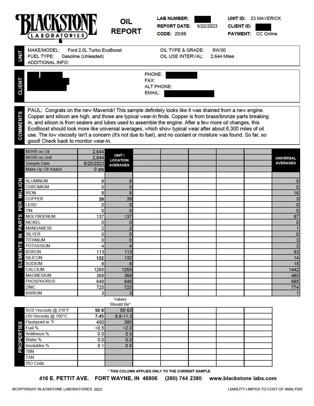 Ford Maverick Does ford put break in oil in the 2.0l BlackStoneOil-23 MAVERICK-230825_Redacted