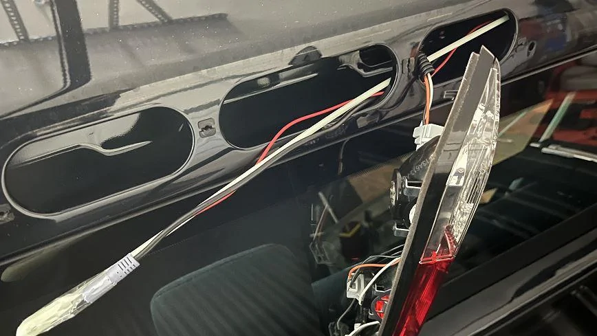 Ford Maverick Digital (LCD) Rearview Mirror (Wolfbox G900 front and rear dash cams) installed - photos & review Fishing_C-pillar_to_3rd_Brake_Light_2