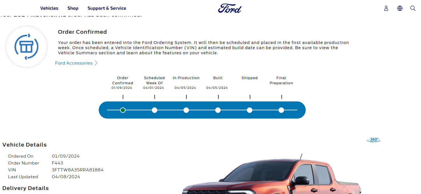 Ford Maverick 3 months to deliver? Opera Snapshot_2024-04-09_074632_shop.ford.com