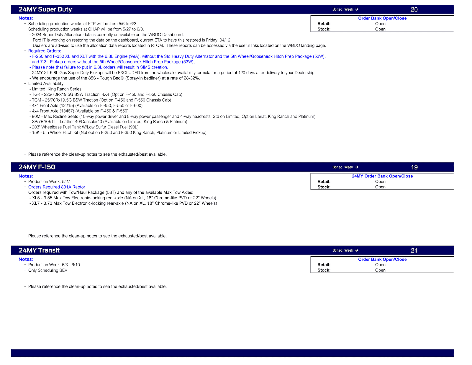 Ford Maverick 2024 Maverick Retail Scheduling This Week (4/11/24) for Production Weeks 6/3 - 6/24 Ford Scheduling Notes - 4.8.24 -3