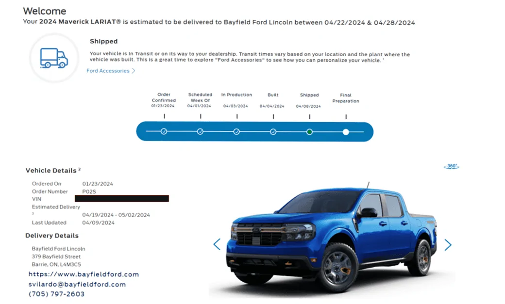 Ford Maverick Canadian order to delivery wait times MAVERICK4