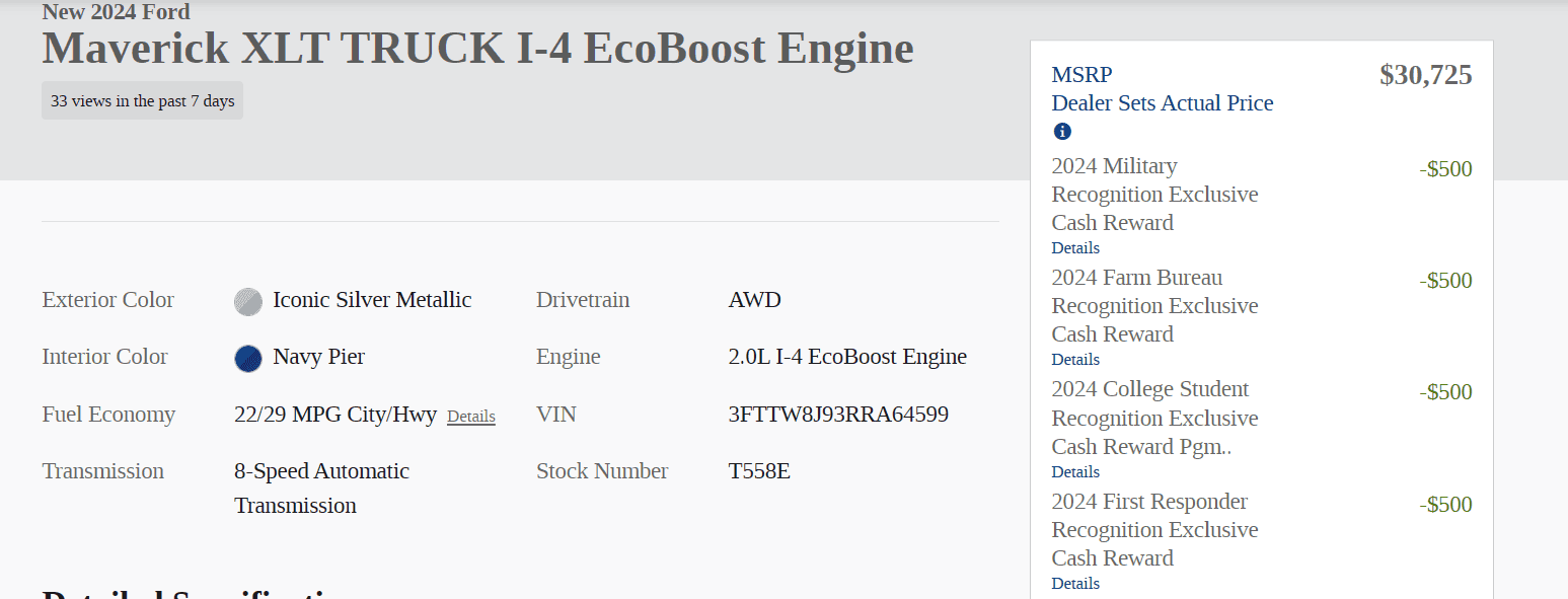 Ford Maverick Ford Maverick Sales Screenshot 2024-04-12 180042