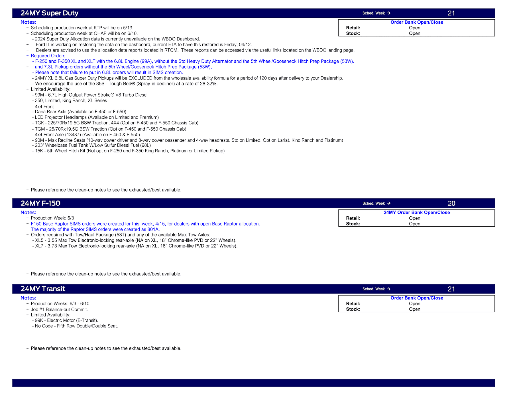 Ford Maverick 2024 Maverick Scheduling This Week (4/18/24) for Production Weeks 6/3 - 6/24 Ford Scheduling Notes - 4.15.24-3