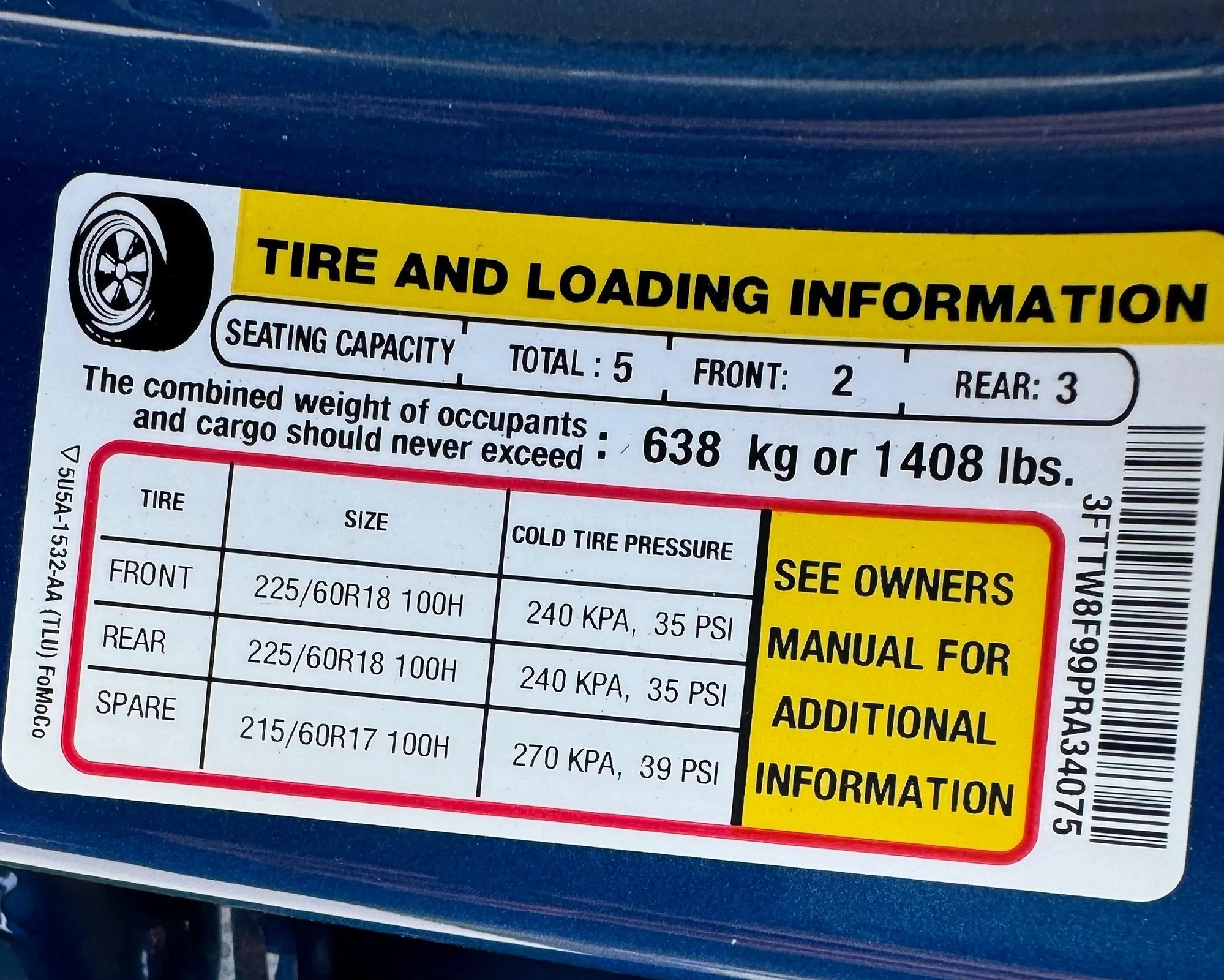 replacement-tire-pressure-sticker-on-door-mavericktruckclub-2022