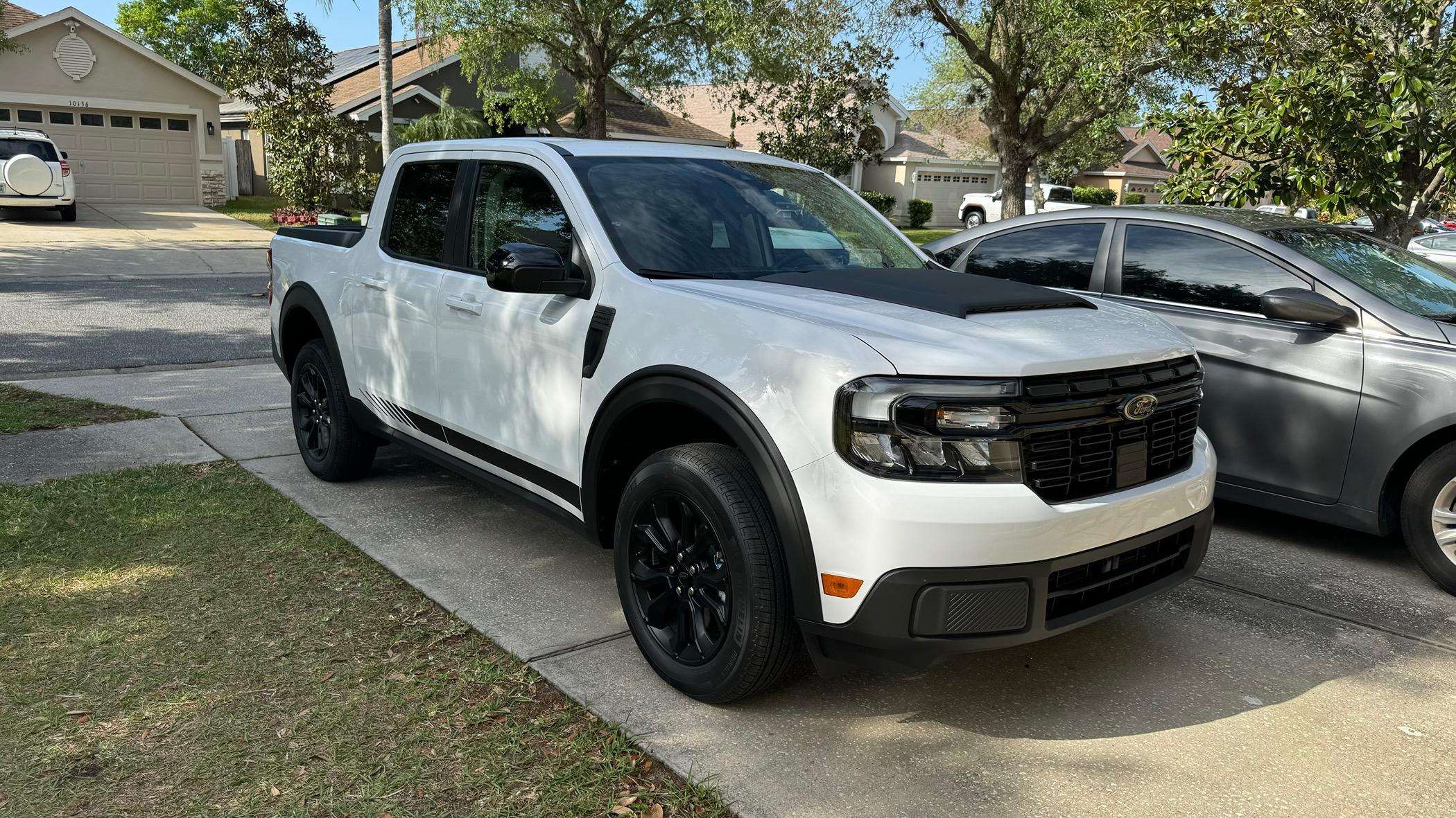 Ford Maverick Painted shadow black hood scoop IMG_2596