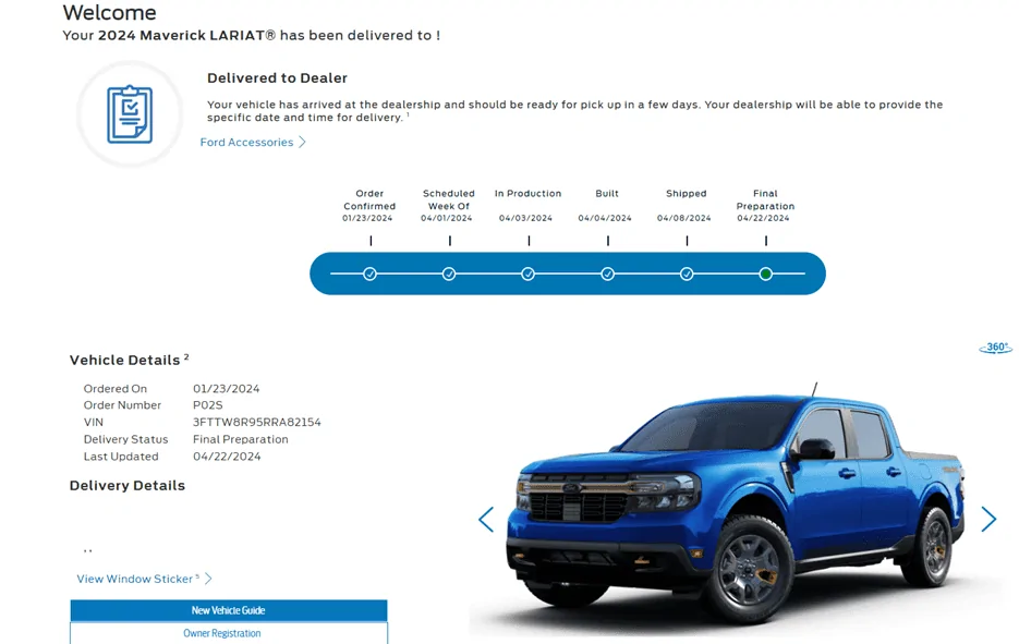 Ford Maverick Canadian order to delivery wait times 1713873365374-h1