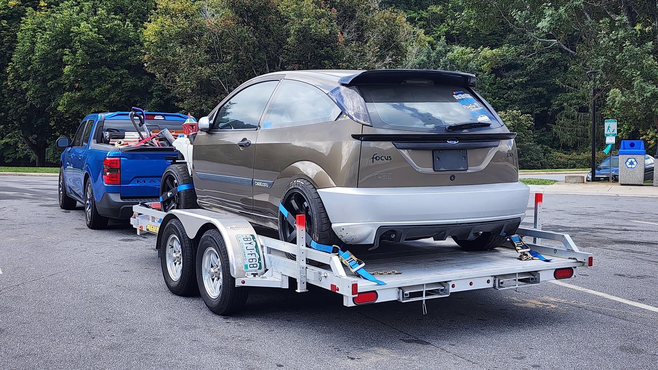 Ford Maverick Towed the car in 16' trailer with ease. 20230908_132511
