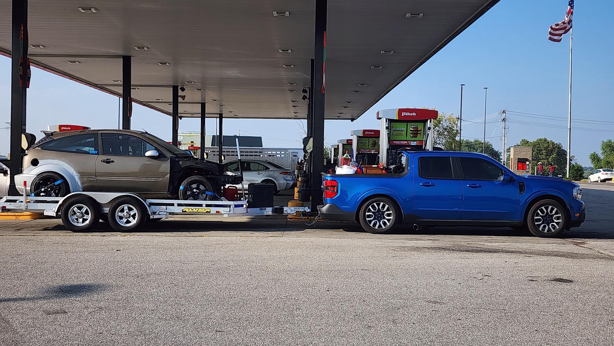 Ford Maverick Towed the car in 16' trailer with ease. 20230907_171437