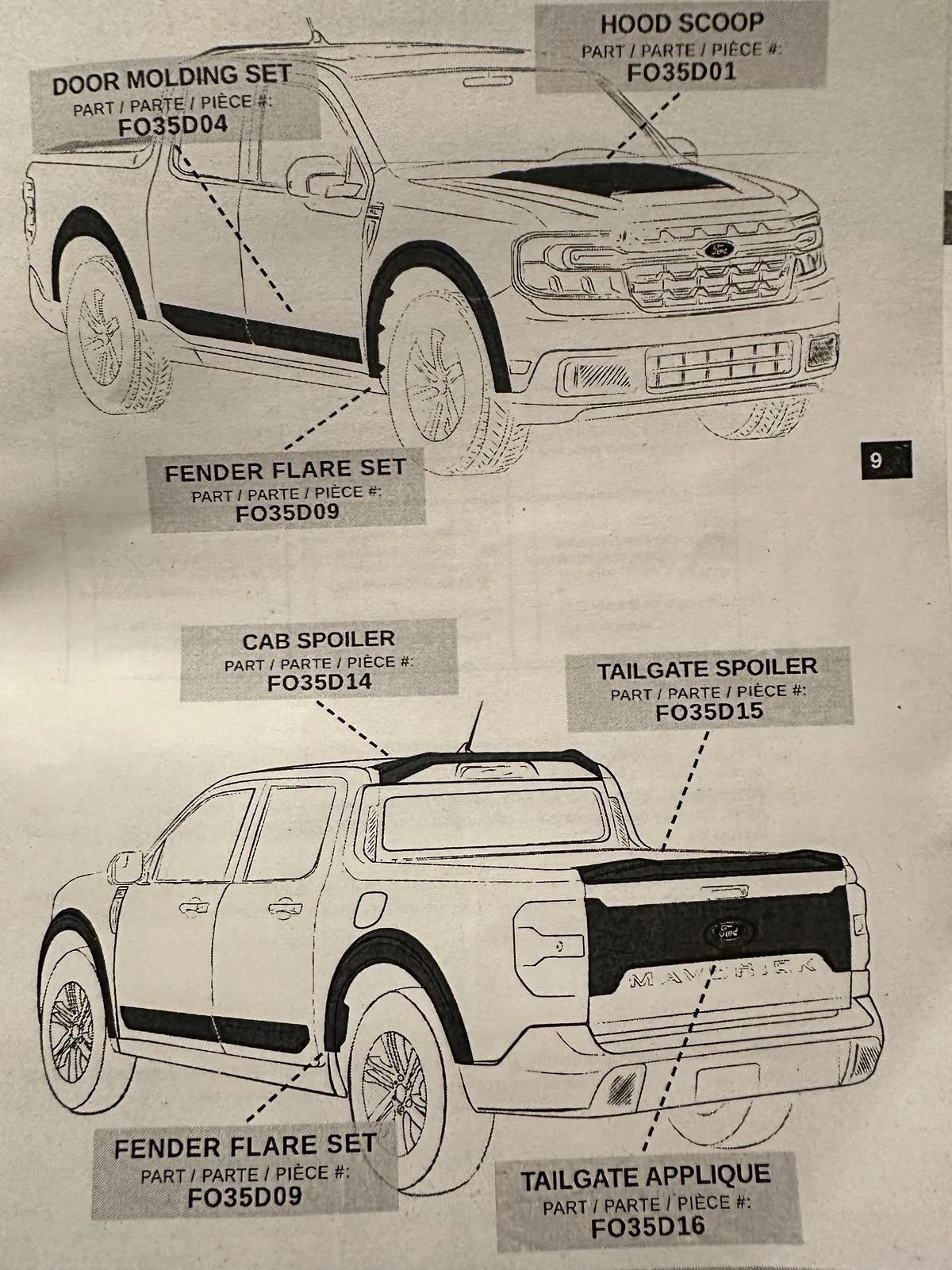 Ford Maverick All Ford OEM Air Design Body Kit Part Numbers IMG_3266