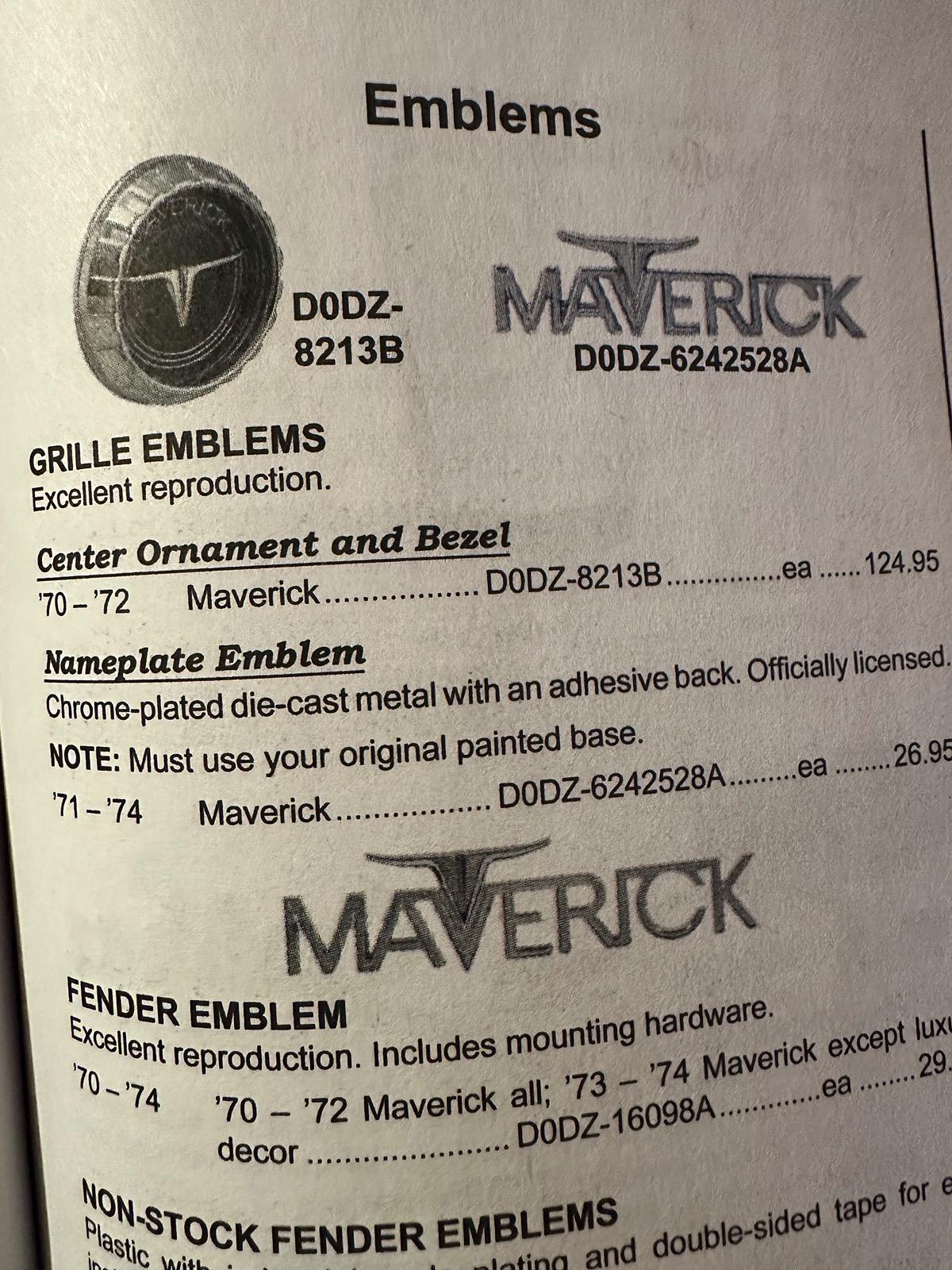 Ford Maverick Original 1970's Maverick emblems and decals IMG_3269