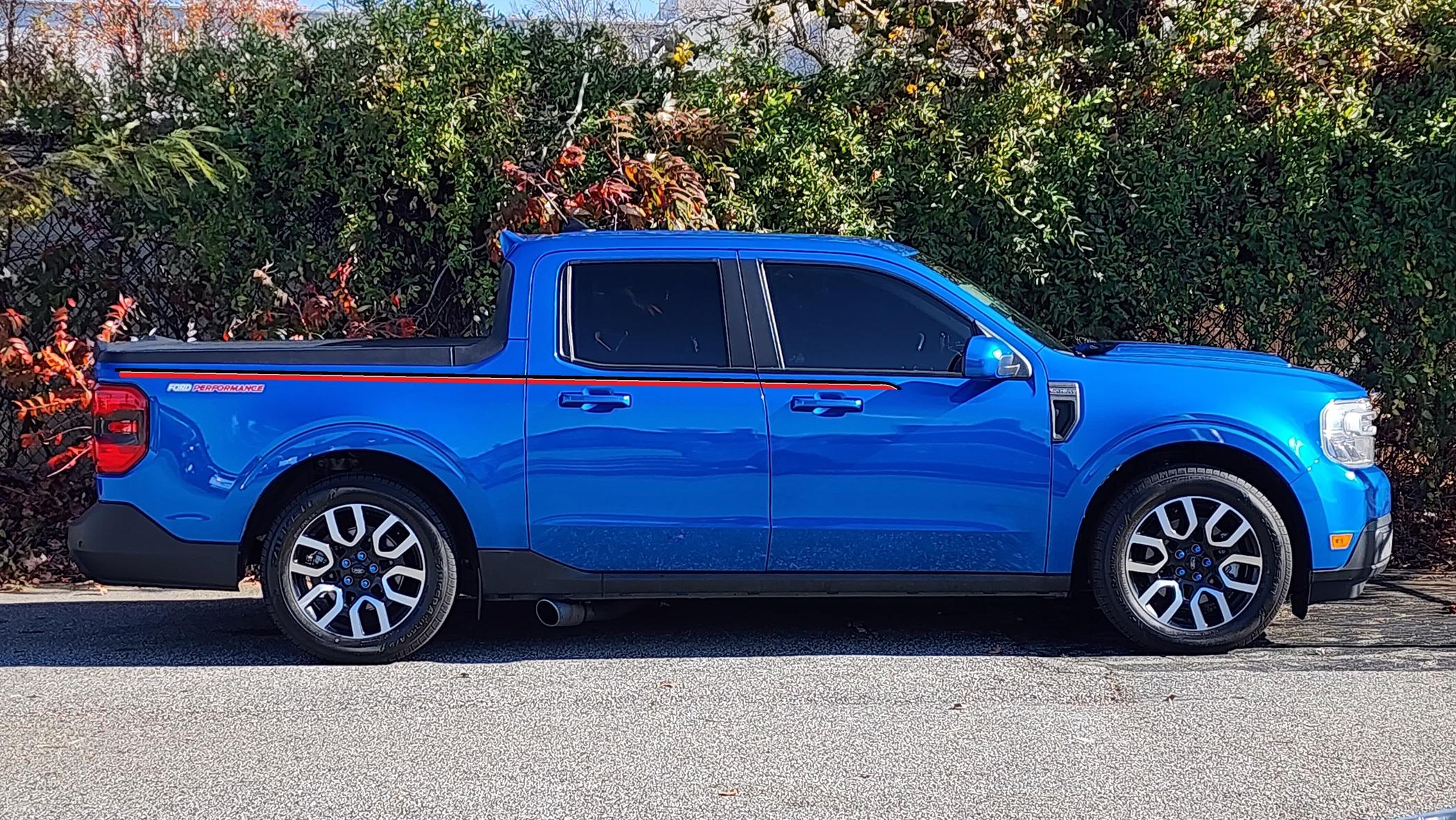 Ford Maverick New Upper Bed Side and Upper Tailgate Accent Stripes Now Available for the Maverick. Stripe 1