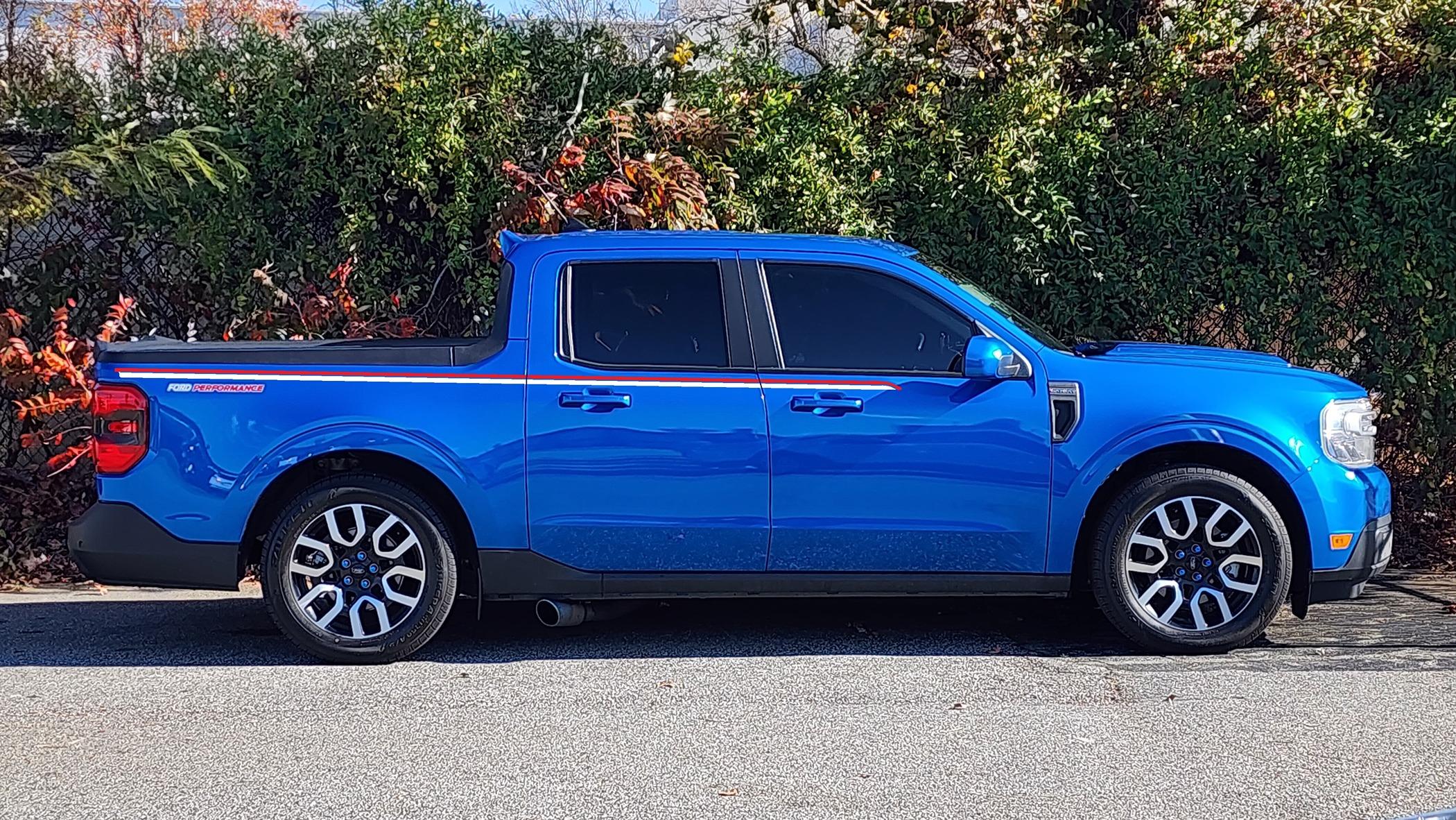 Ford Maverick New Upper Bed Side and Upper Tailgate Accent Stripes Now Available for the Maverick. Stripe 3