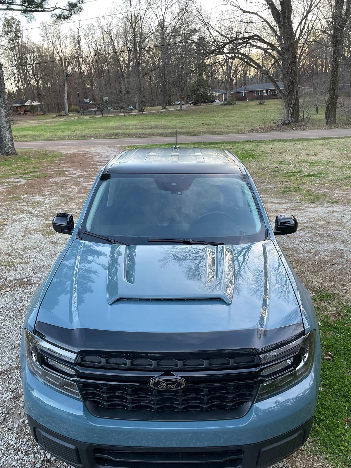 Ford Maverick Painted shadow black hood scoop IMG_3433