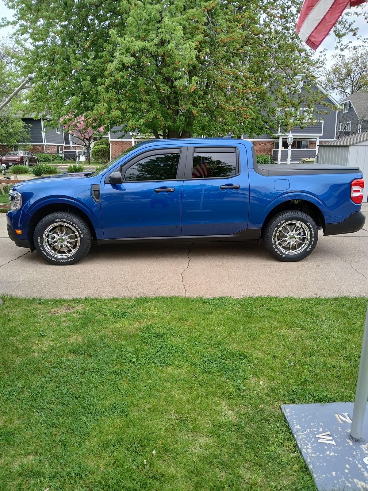 Ford Maverick EGR matte black in channel window visors installed 20240429_143734