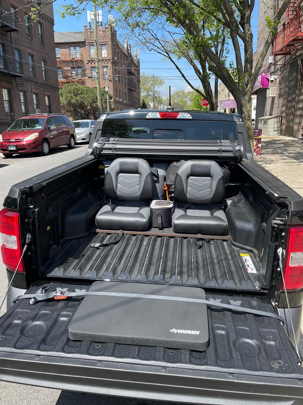 Ford Maverick Fun post for me - new bed seats installed for tailgating IMG_0737