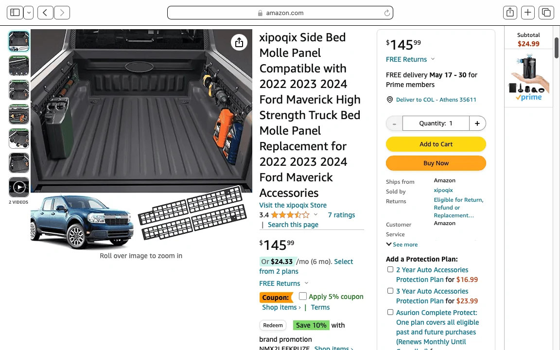 Ford Maverick Adding to my Truck Bed: step ladder, molle panel, bed divider, storage box & more Screenshot 2024-05-01 at 9.20.50 PM