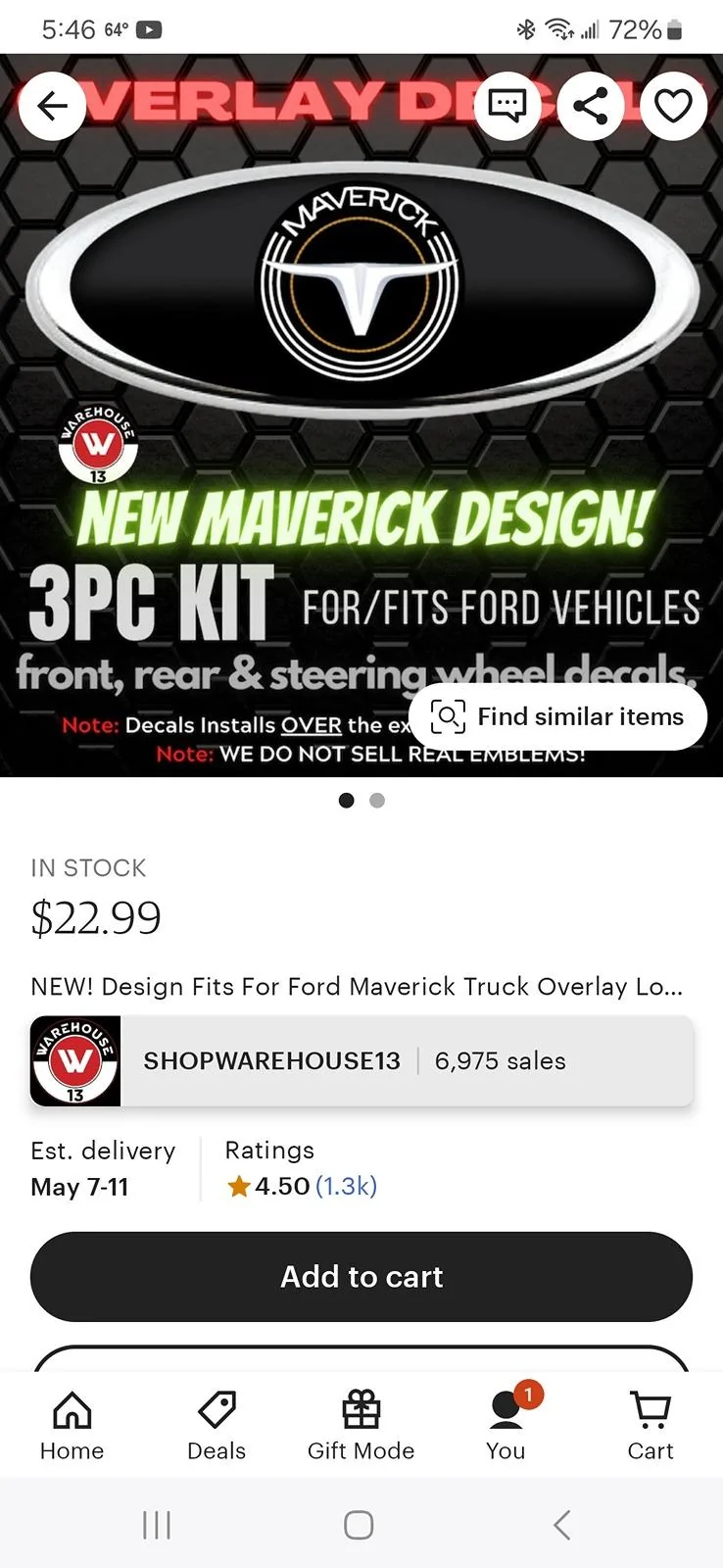 Ford Maverick 3 sticker package Screenshot_20240503_174630_Etsy