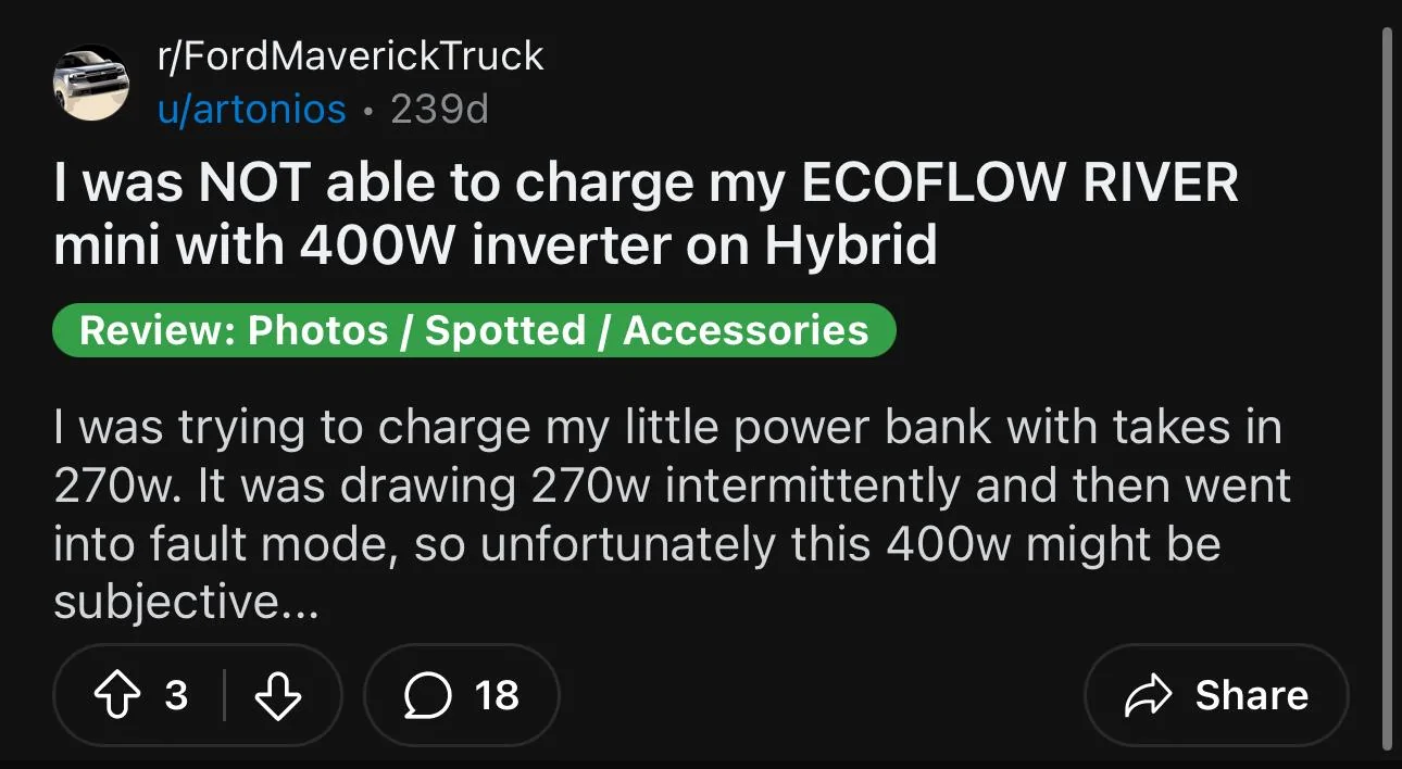 Ford Maverick 400w Inverter 2024 Maverick IMG_2033