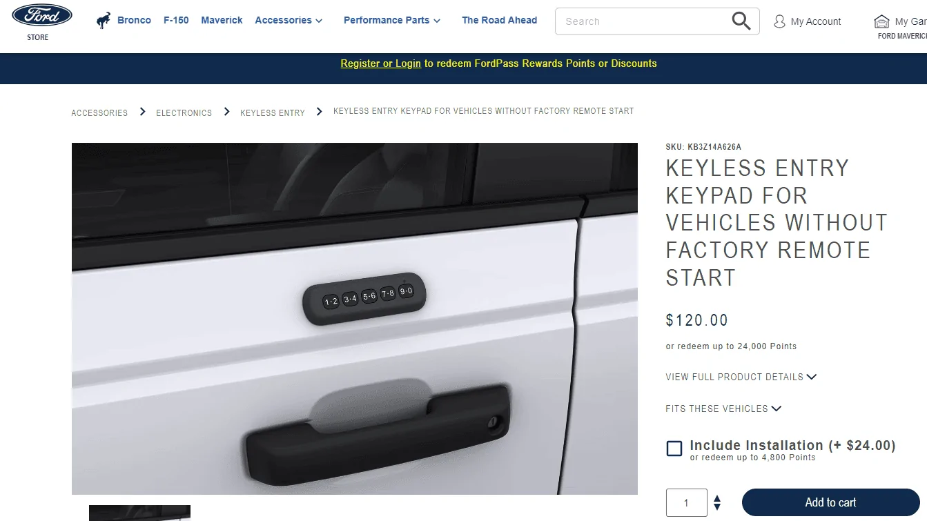 Ford Maverick accessories: dealer install, DIY or other? Screenshot 2024-05-09 210807