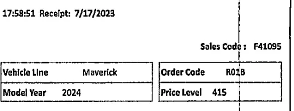 Ford Maverick Order wrong address? dora