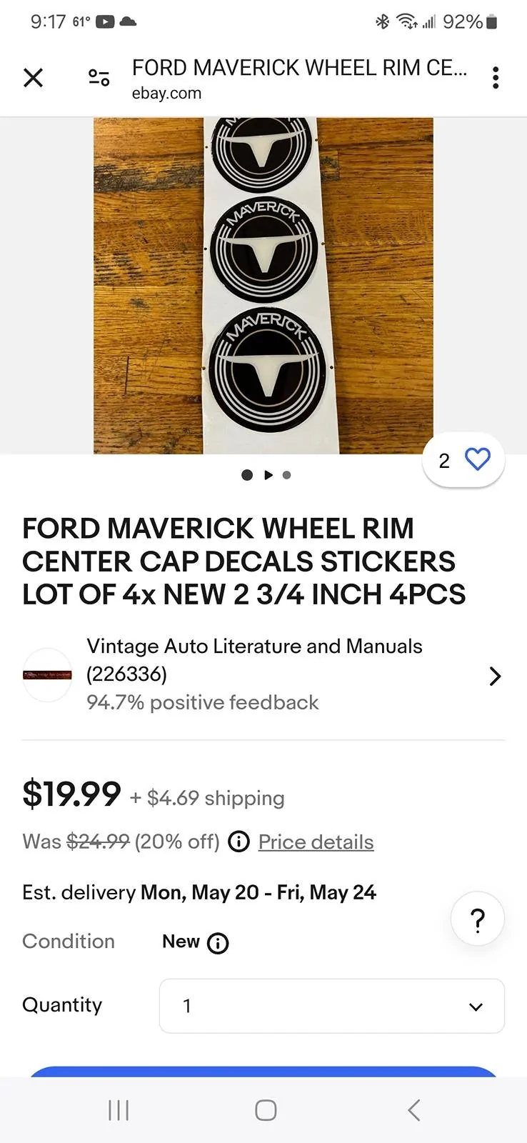 Ford Maverick Maverick center cap stickers Screenshot_20240515_211703_Chrom