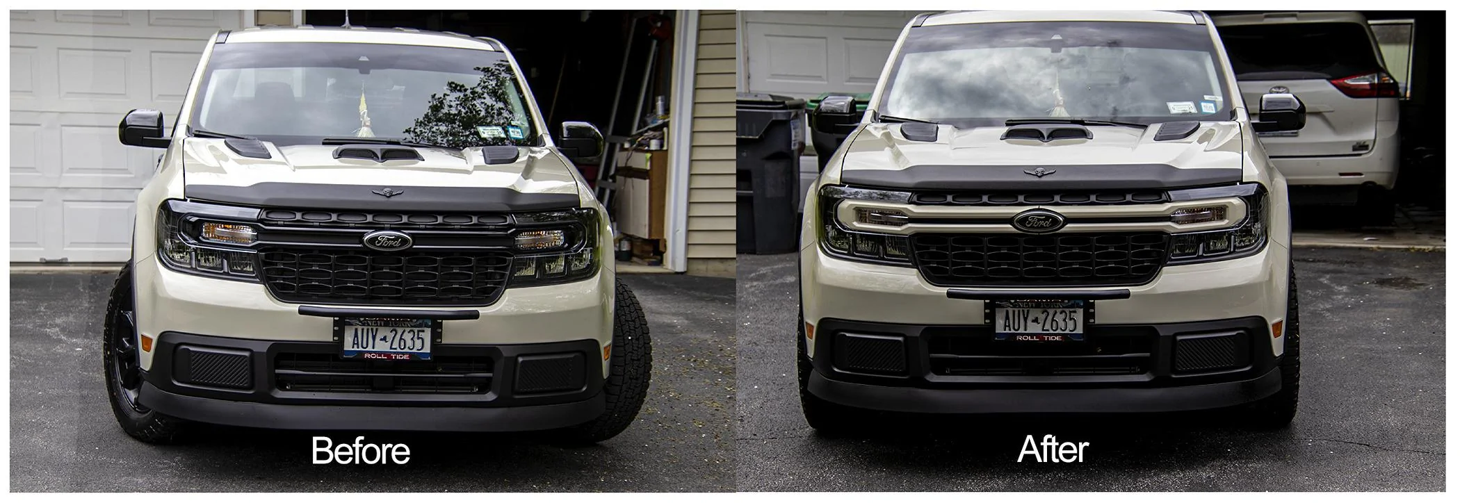 Ford Maverick Front grill mod and thank you before and after grill